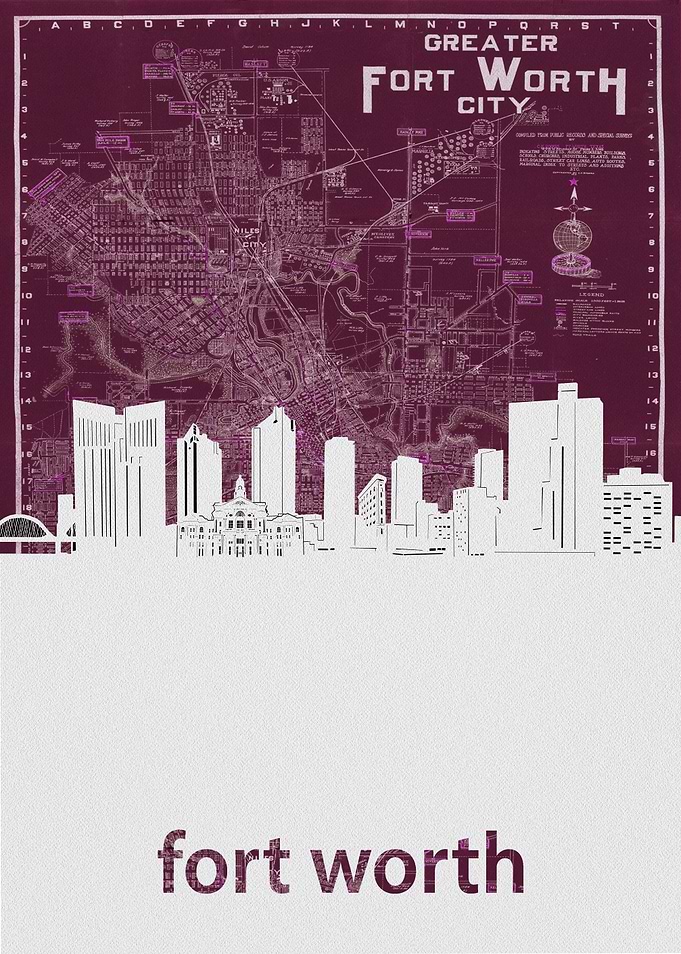 Fort Worth skyline red
