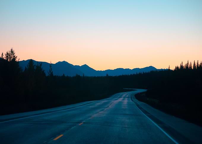 Dawn by the road