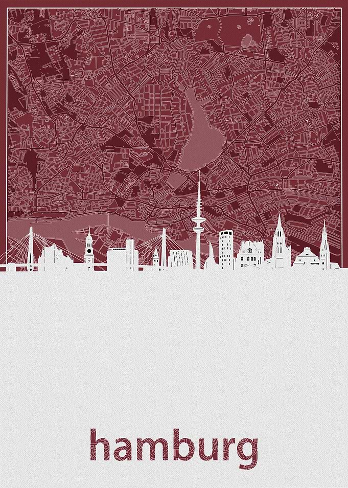 Hamburg skyline red