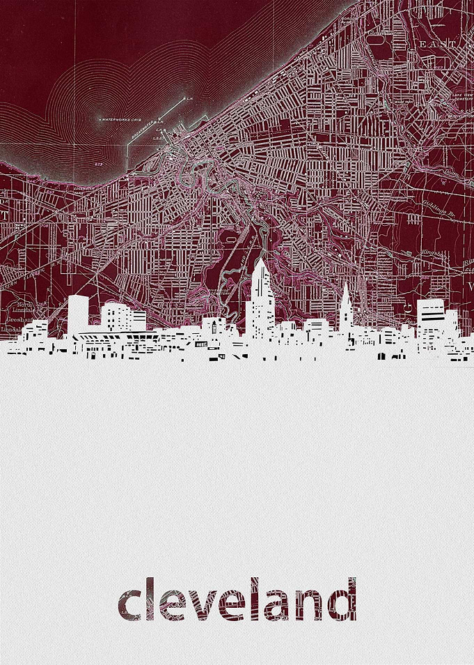 Cleveland skyline red