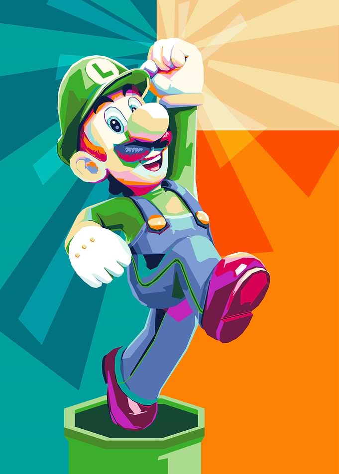 luigi super mario bros art