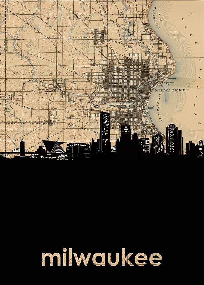 Milwaukee skyline sepia