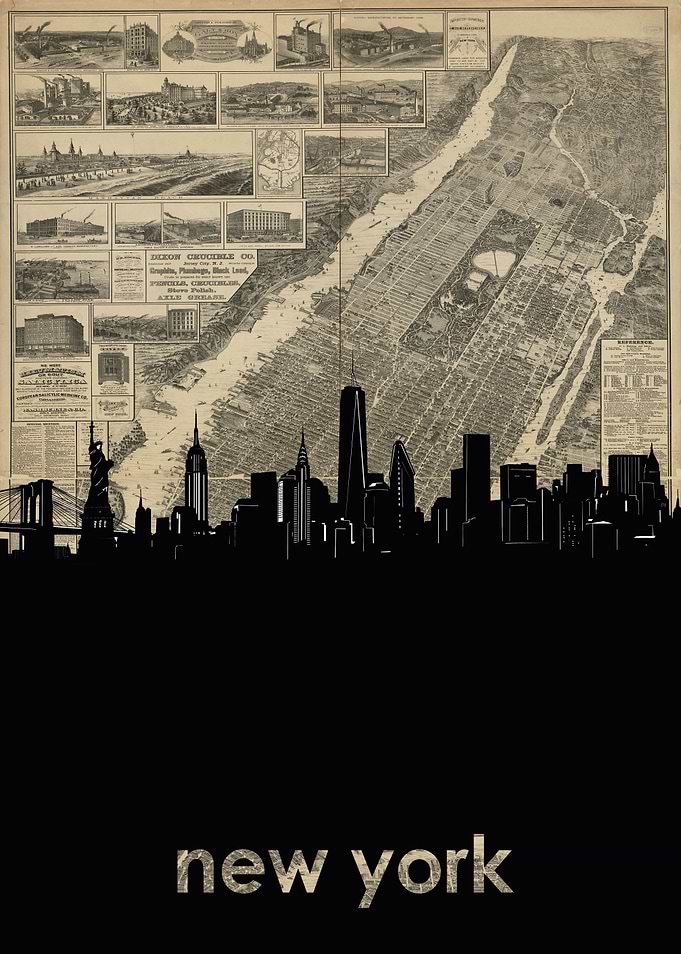New York skyline sepia