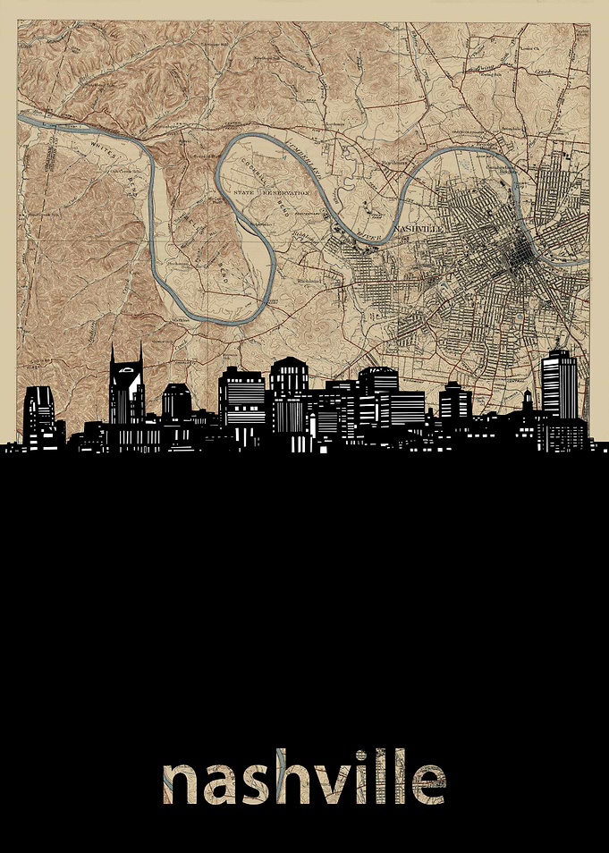 nashville skyline sepia