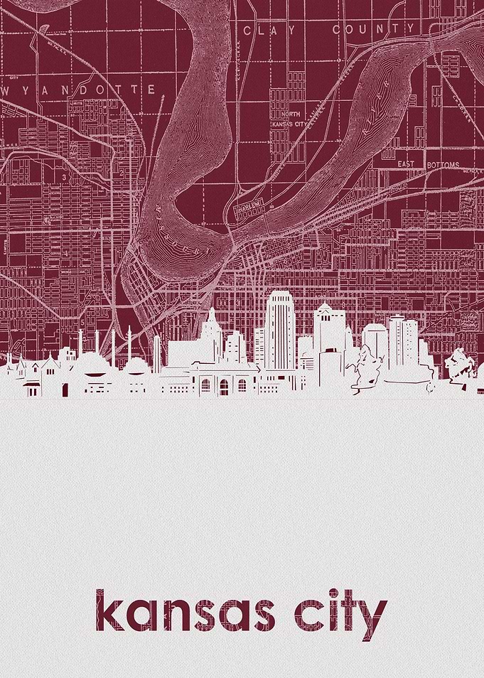 Kansas city skyline red