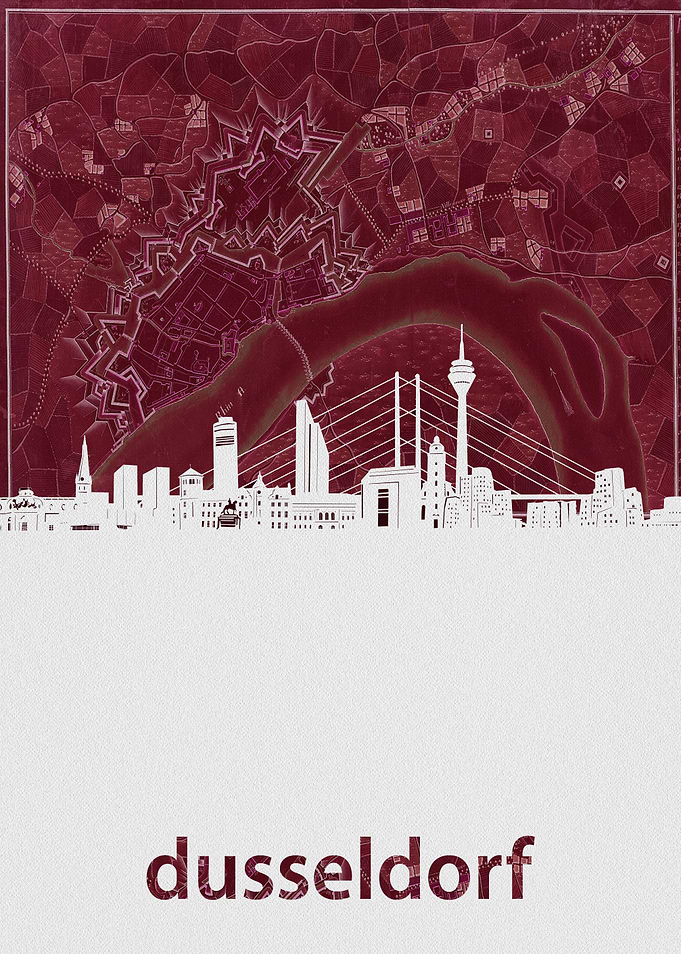 Dusseldorf skyline red