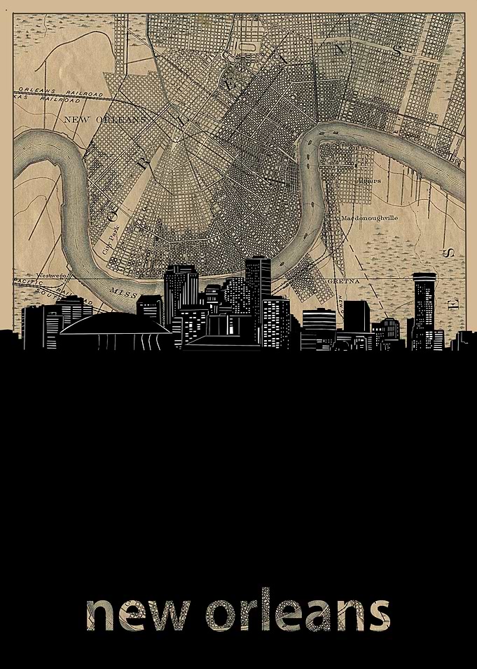 New Orleans skyline sepia