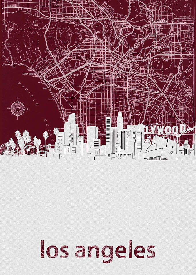 Los Angeles skyline red