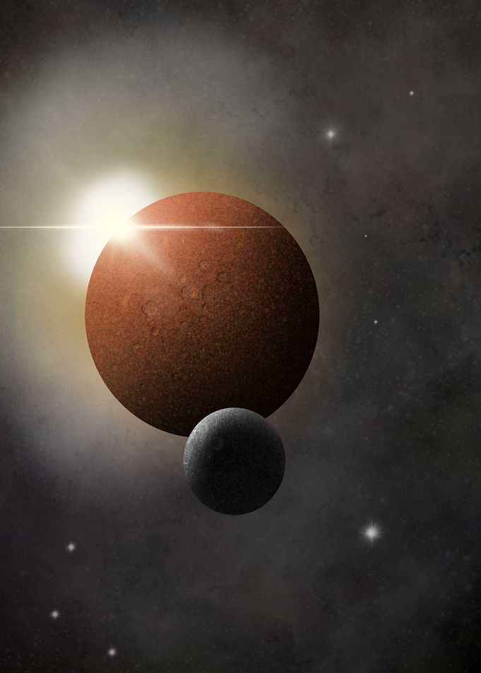 Red Planet with Moon