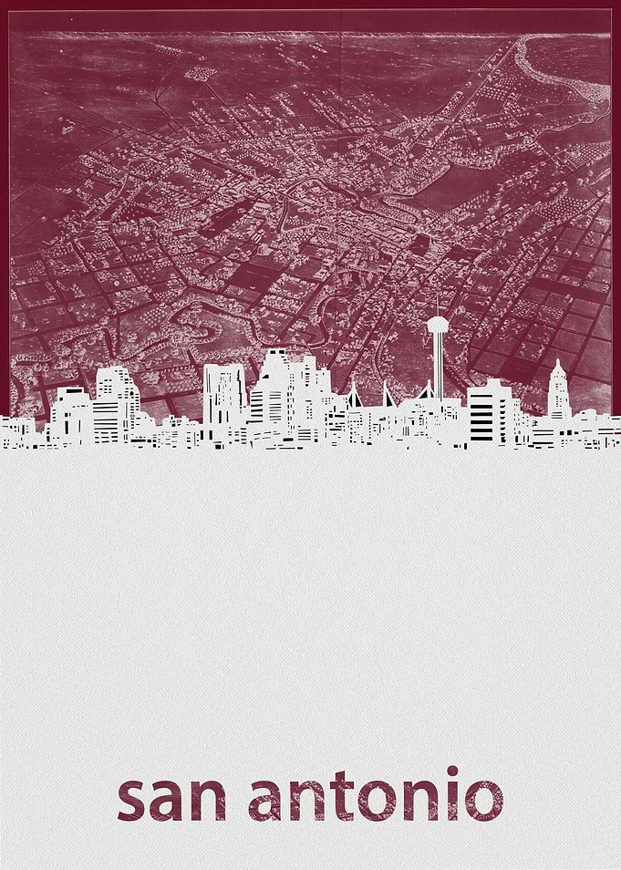 San Antonio skyline red