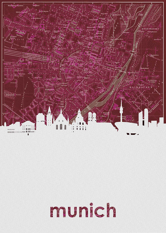 Munich skyline red