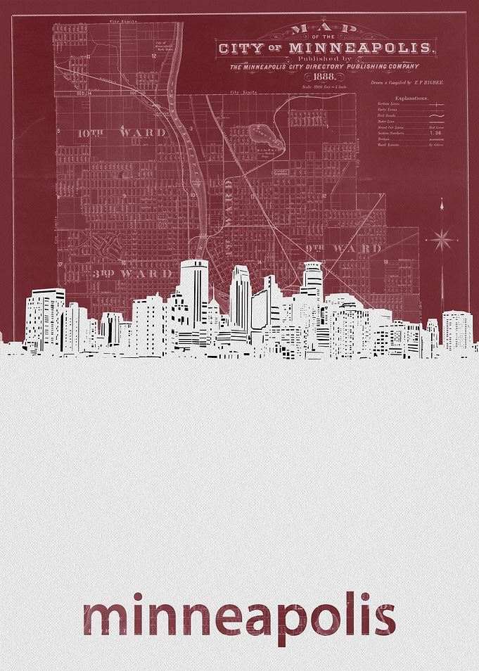Minneapolis skyline red
