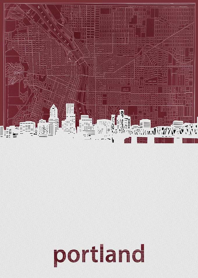 Portland skyline red