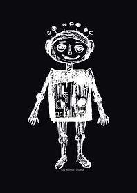 Little robot black white