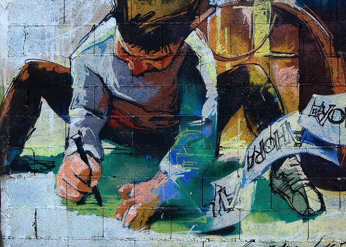 Boy is painting