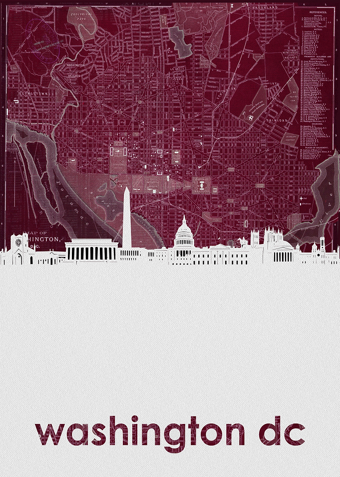 Washington dc skyline red