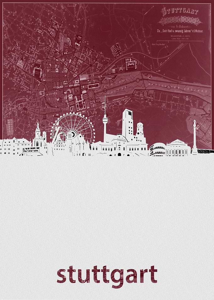 Stuttgart skyline red