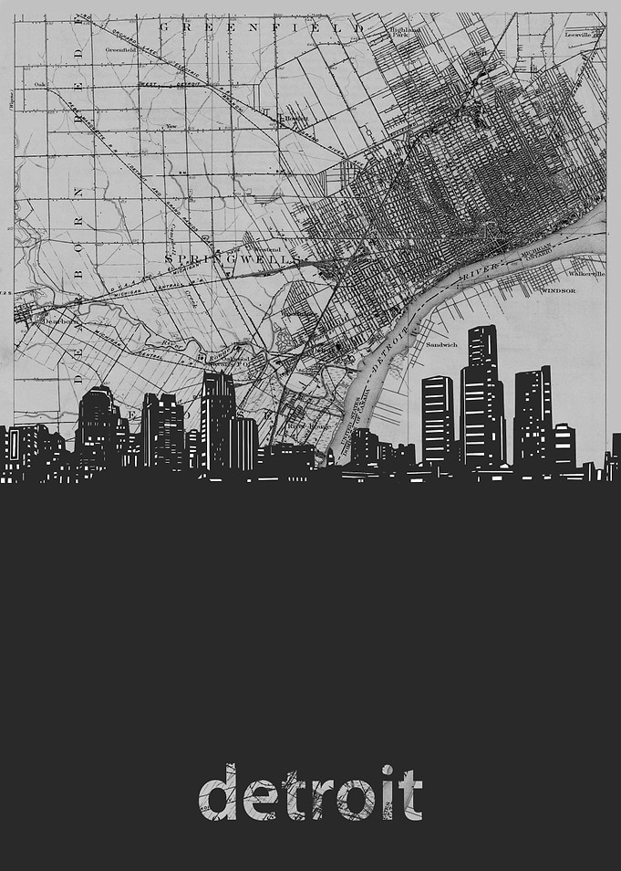 Detroit skyline grey