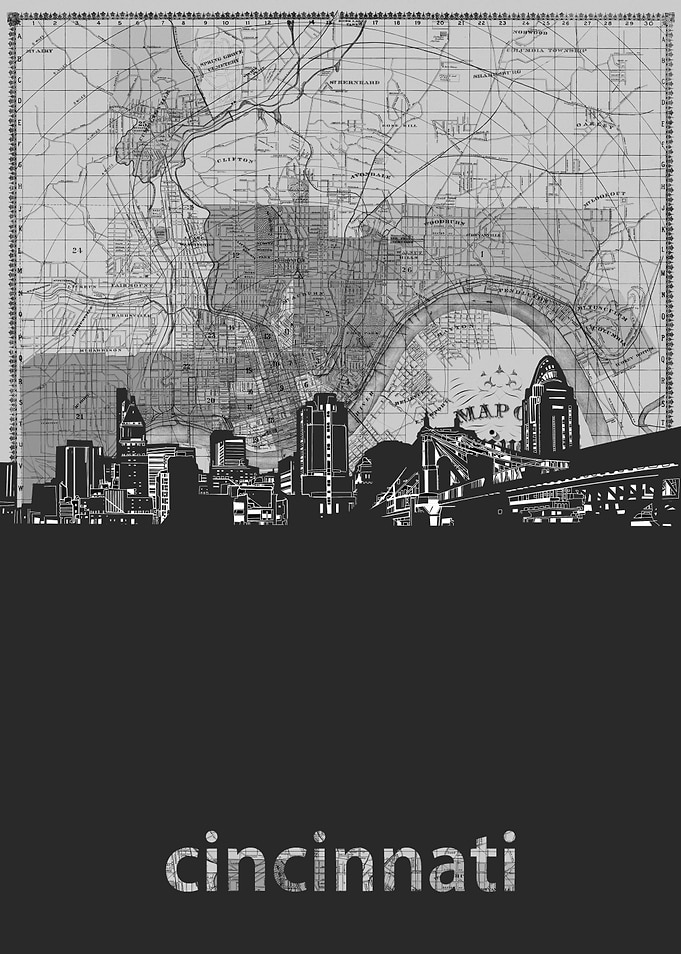 Cincinnati skyline grey
