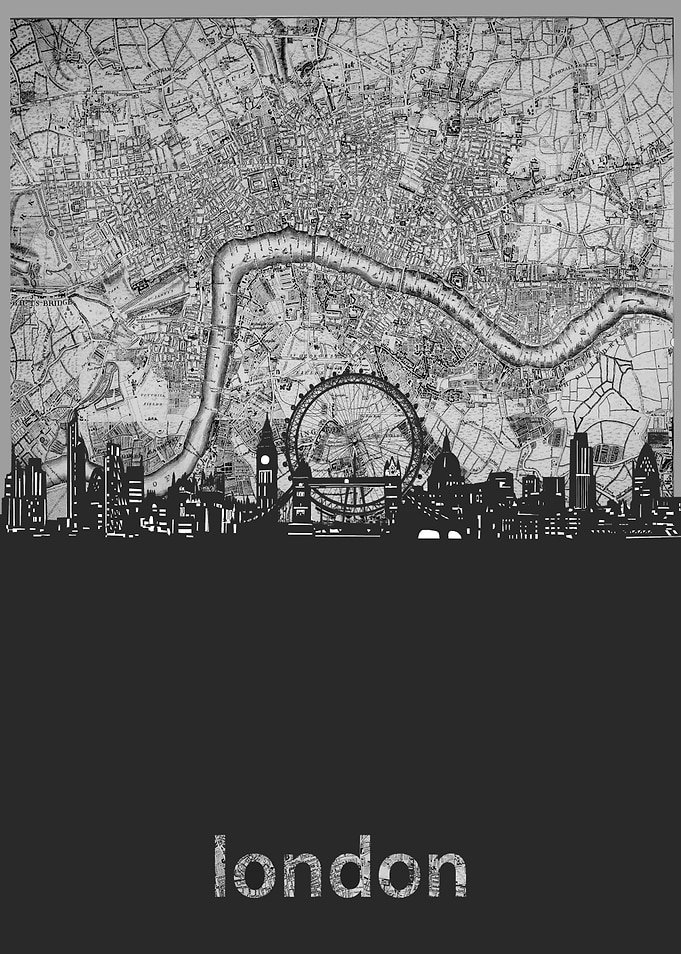 London skyline grey