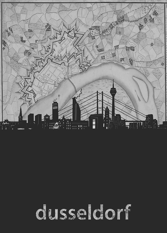 Dusseldorf skyline grey