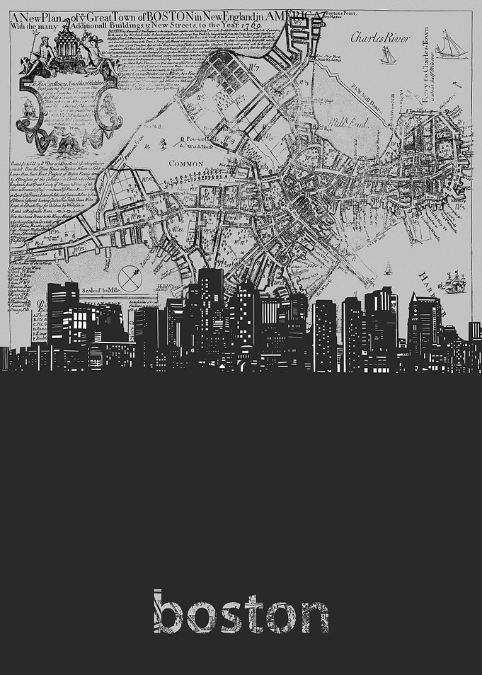 Boston skyline grey