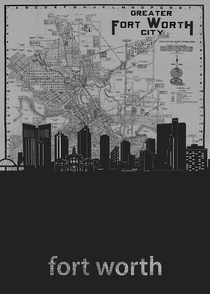 Fort Worth skyline grey