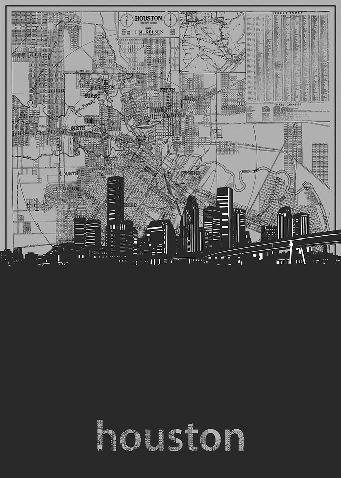 Houston skyline grey