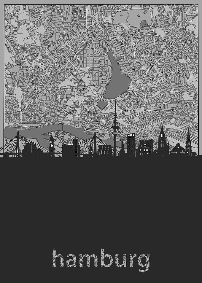 Hamburg skyline grey