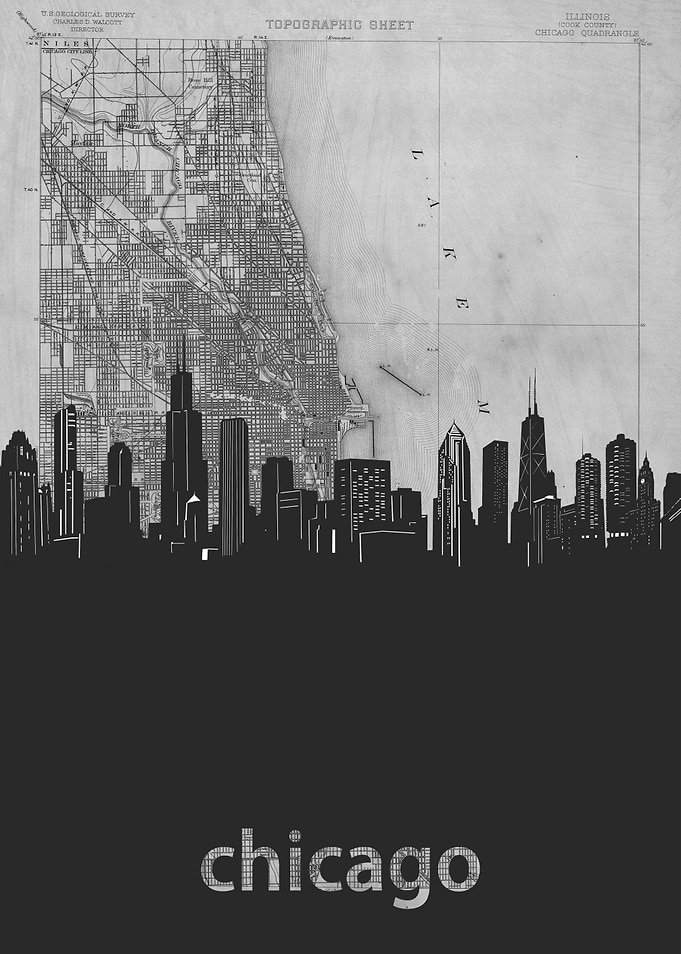 Chicago skyline grey
