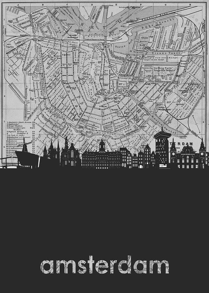 amsterdam skyline grey