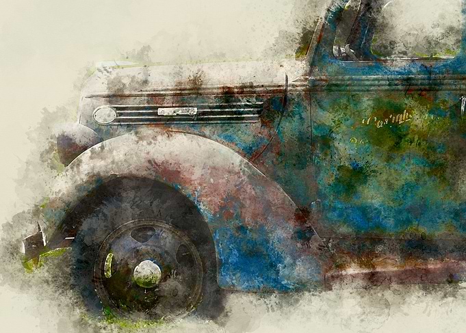 Vintage Blue Truck Image
