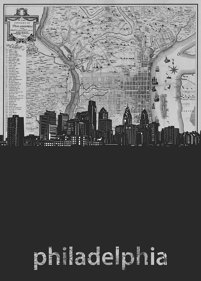 Philadelphia skyline grey