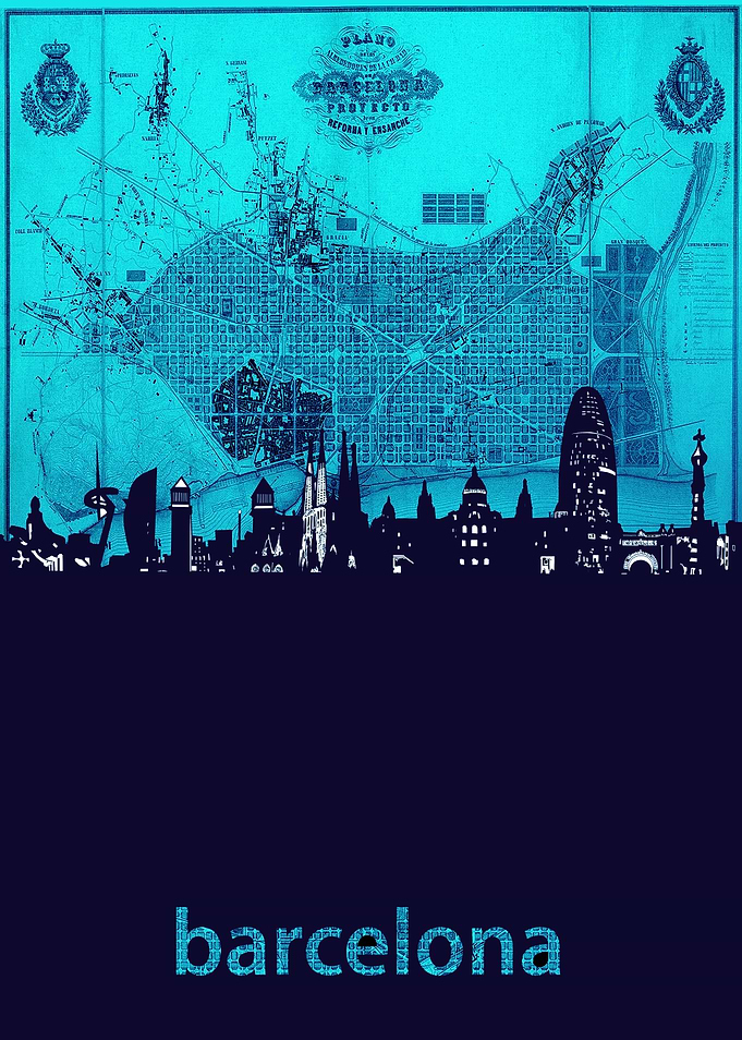 Barcelona skyline turquois
