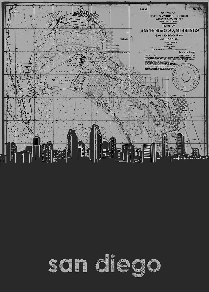 San Diego skyline grey