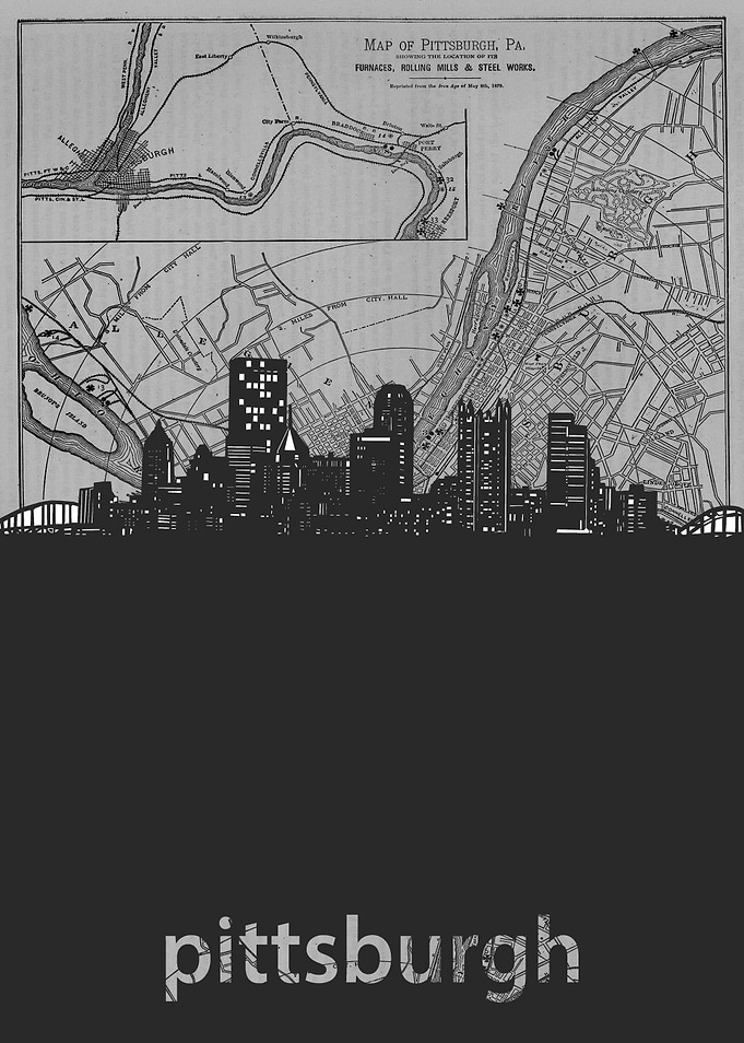 Pittsburgh skyline grey