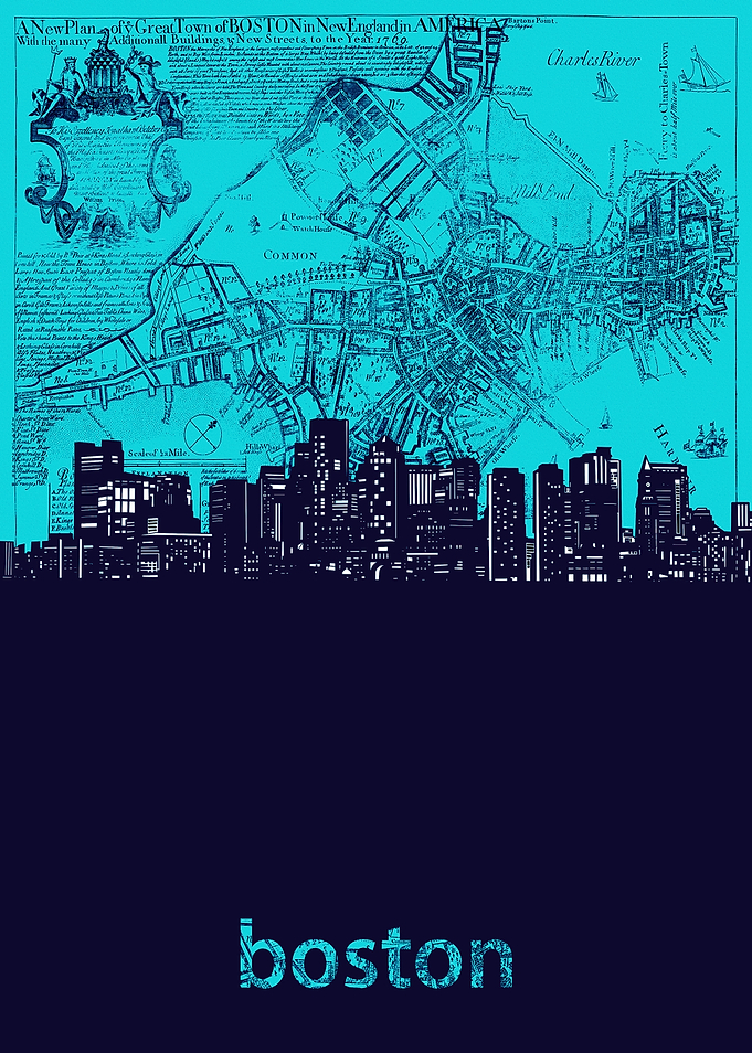 Boston skyline turquoise