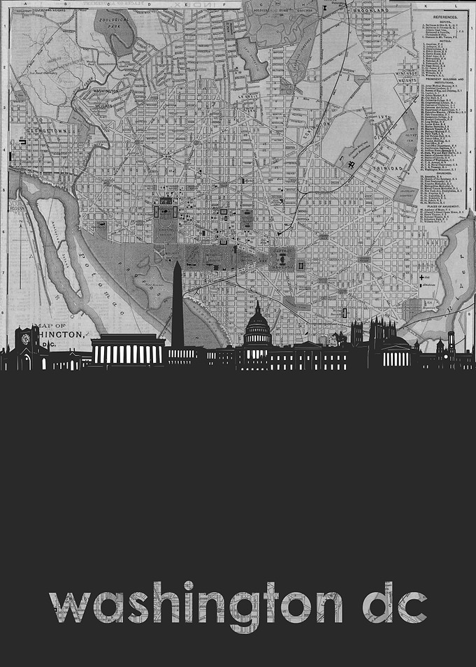 Washington dc skyline grey