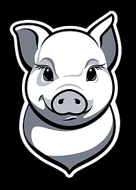 Piggy black and white