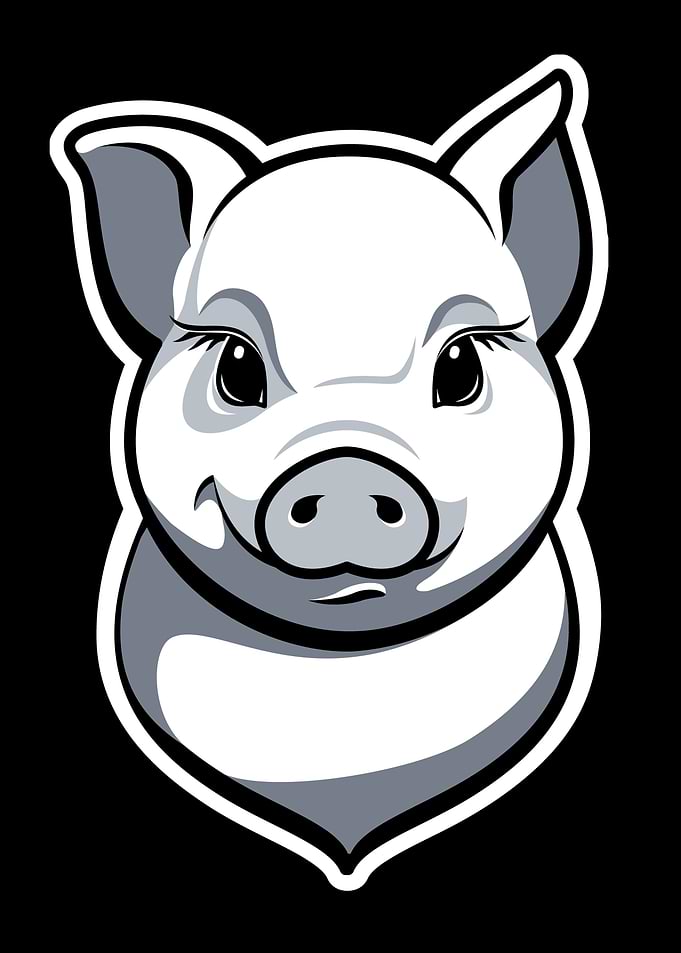 Piggy black and white