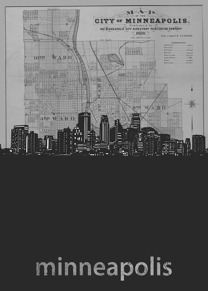 Minneapolis skyline grey