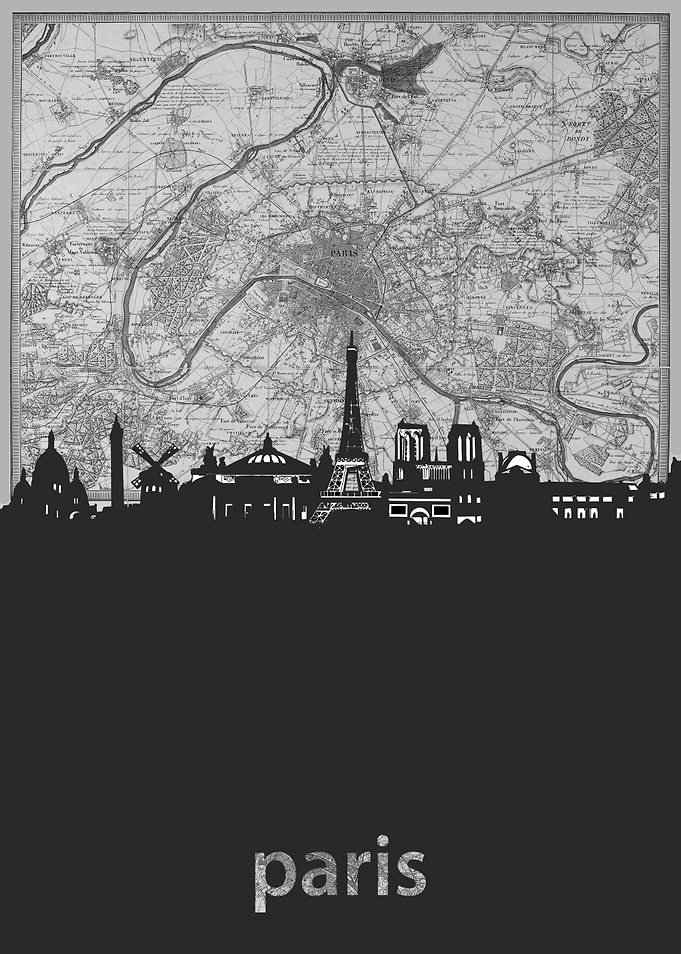 Paris skyline grey