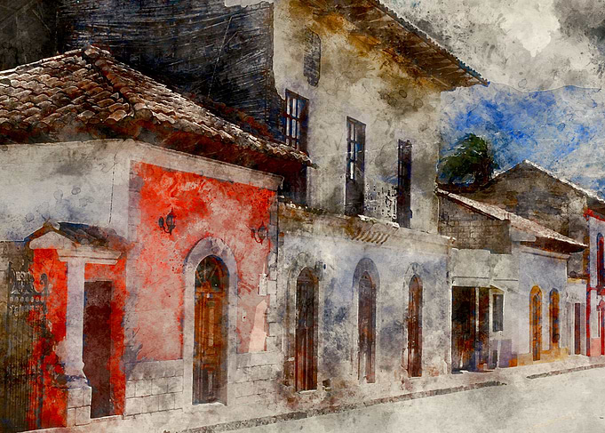 Colorful Watercolor Street
