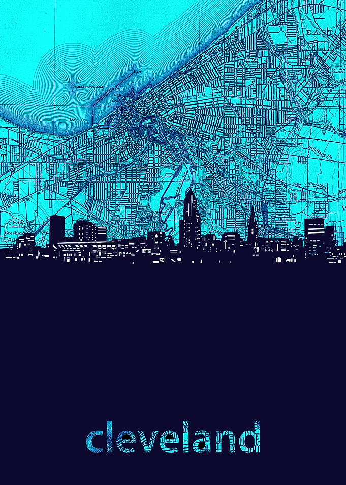 Cleveland skyline turquois