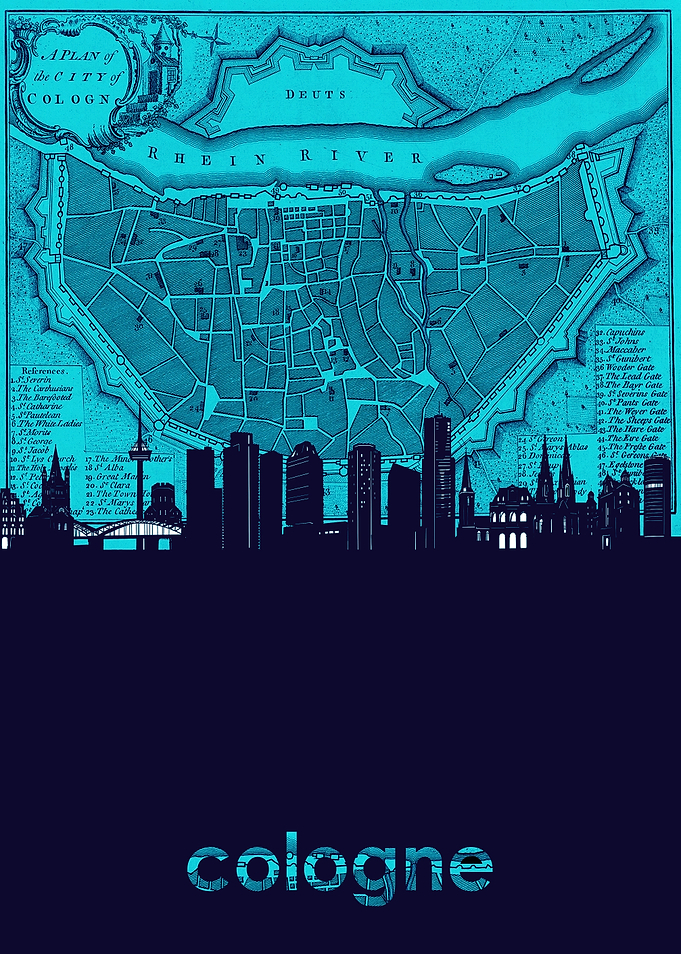 Cologne skyline turquoise