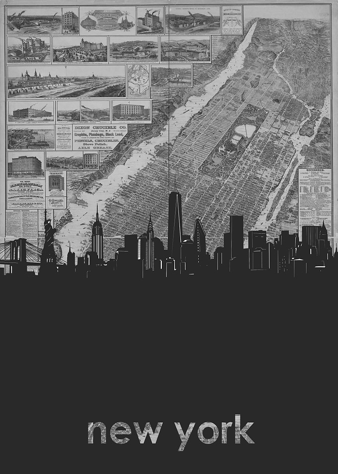 New York skyline grey
