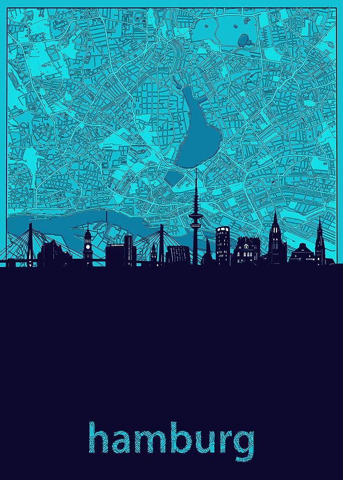 Hamburg skyline turquoise