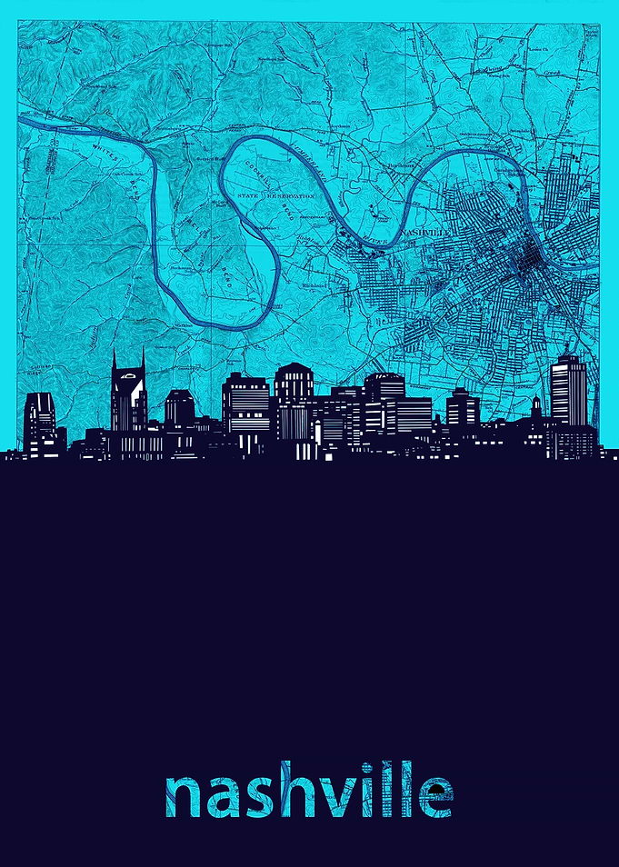 Nashville skyline turquois