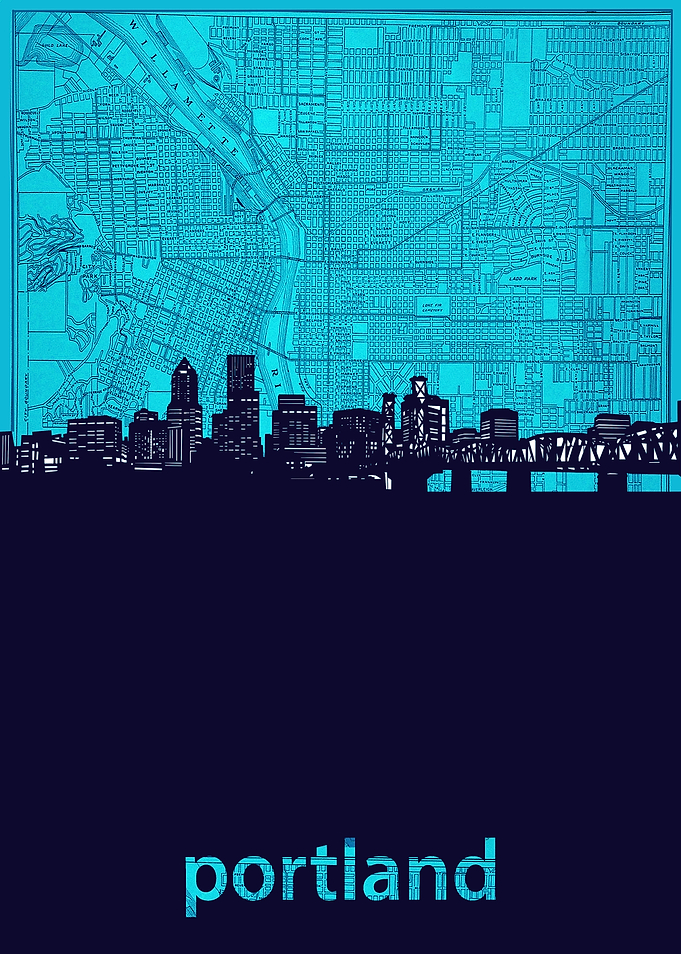 Portland skyline turquoise