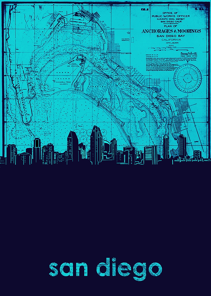 San Diego skyline turquois